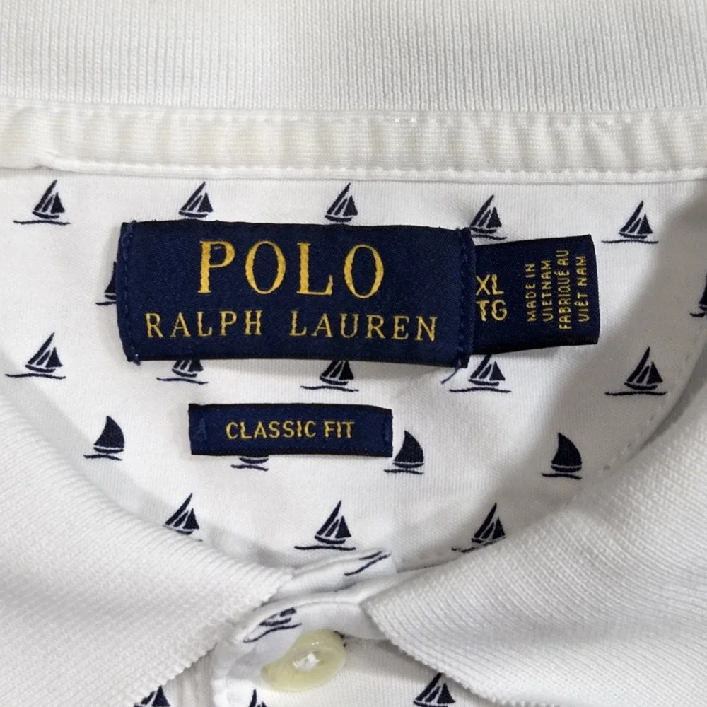Polo Ralph Lauren Nautical Sail Boats Pony Polo Shirt Classic Fit Men Size‎ XL